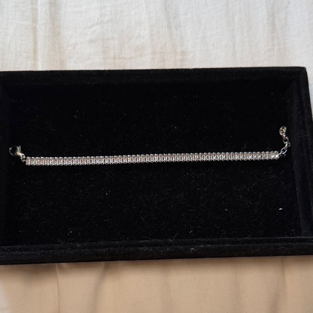 Silver Toned Crystal Tennis Bracelet